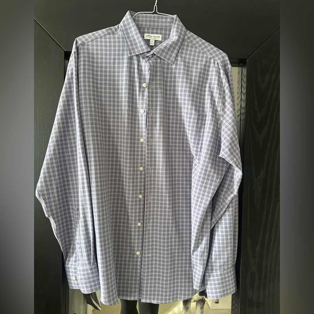 Peter Millar Lavender Plaid Button Down Shirt